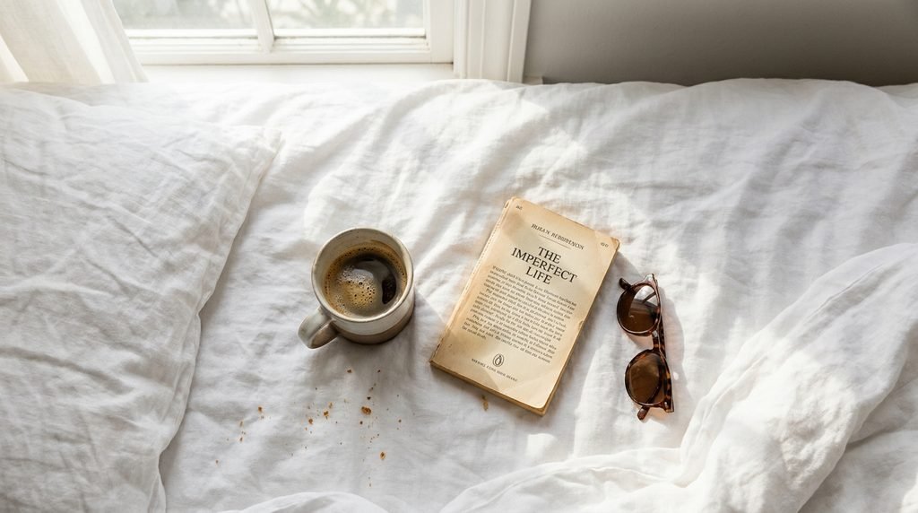 effortless quiet luxury lifestyle flatlay