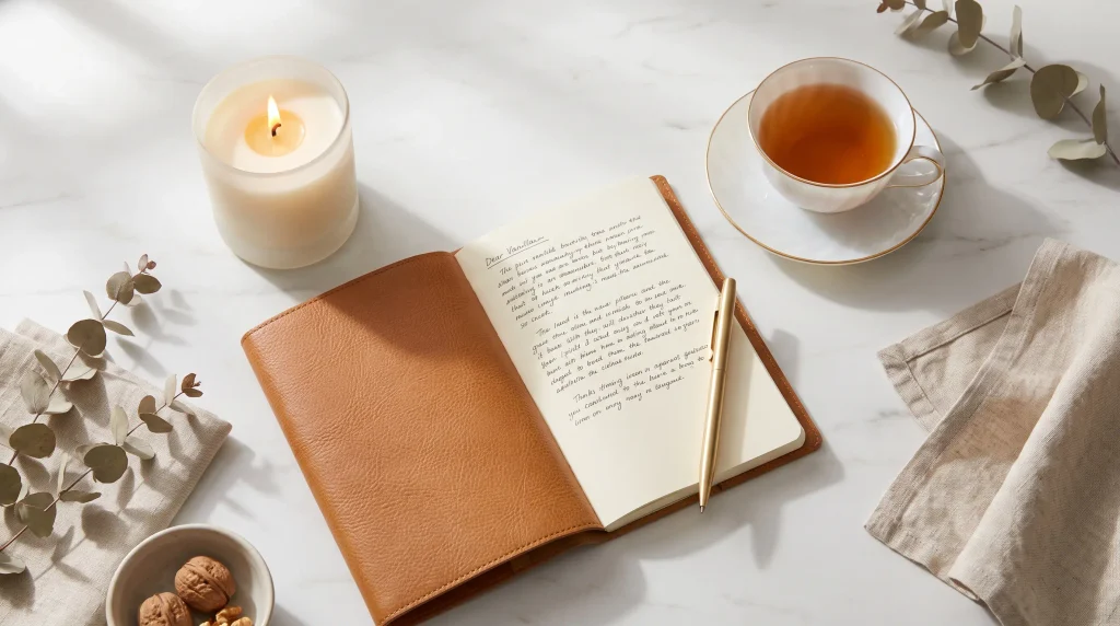 slow living quiet luxury lifestyle flatlay